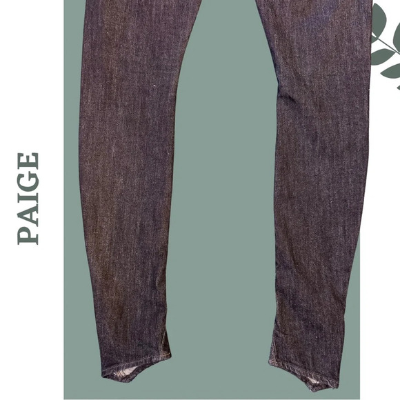 Paige Women’s Premium Dark Wash Skinny  Jeans Asymmetrical Hem Detail Size 27 - Picture 6 of 8